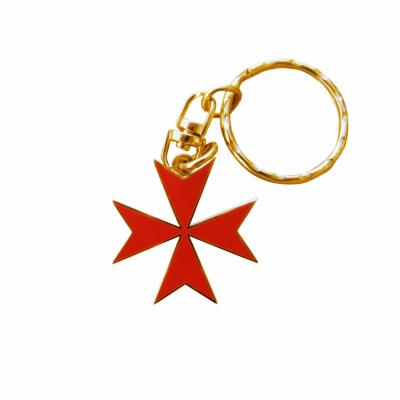 China Hot Sale Europe Malta Templar Knights Cheap Custom Masonic Red Cross Religion Key Chain for sale