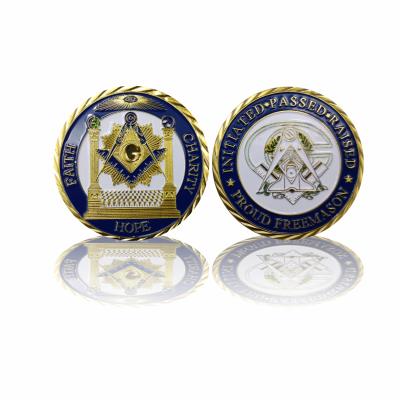 China Europe Master Mason Faith Hope Charity Proud Masonic Freemason Challenge Gold Coin for sale