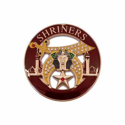 China Europe Shriner Masonic Rhinestone Burgundy Emblem Auto Car Badge With Adhesive Backing for sale