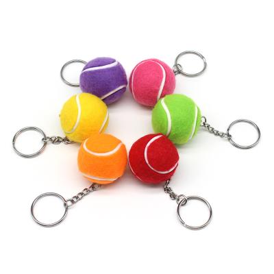 China Creative 3D 4cm Artificial Metal Tennis Ball Pendant Keychain Sports Key Chain Nice Gifts for sale