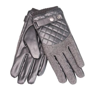 China Fashion Rib Cuff Winter Designed Leather Windproof/Waterproof Mittens For Men's High Fashion Leather Glove Quilted Winter Leather Gloves for sale