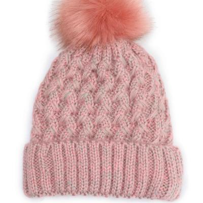 China Autumn Winter New Beanie Hat Plus Soft Thickened Knit Hat With Pom Pom Warm Windproof Female Hat for sale