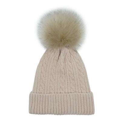 China Pom Pom Dome Eaves Winter Windproof Jacquard Softer Warm Satin Knitted Hat For Women for sale