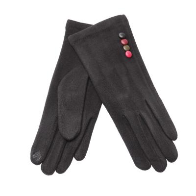 China Luxury Gloves De - Velvet Fabric Touch Screen Winter Fashion Ladies Gloves With Buttons Winter Gloves for sale