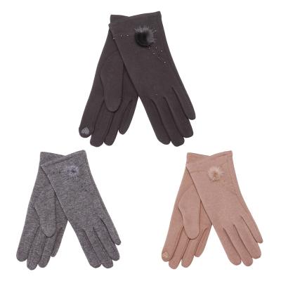 China Fashion Touch Screen Sexy Hairball Gloves Decorative Gloves Women's Warm Daily Winter Gloves for sale