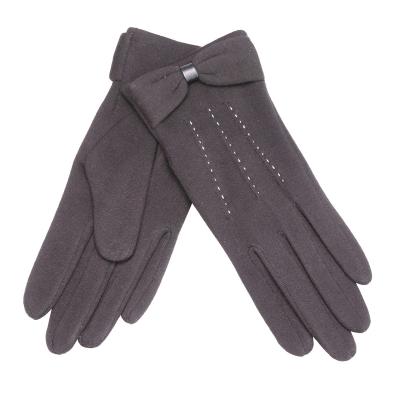 China Wholesale Simple Winter Fashion Cute Bow Design Warm Windproof Gloves for sale