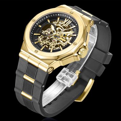 China Relojes Hombre Brand Waterproof Transparent Skeleton Wrist Watch Gold Men's Relojes Hombre Automatic Mechanical Mechanical Watch for sale