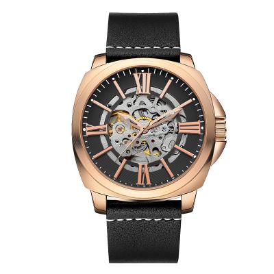 China Low MOQ Rose Gold Case Luxury Mens Wristwatches Genuine Leather Mechanical Watch New Design Water Resistant for sale