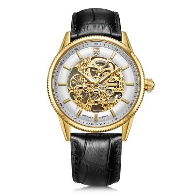 China ODM Water Resistant Heren Clock Stainless Steel Watch Classic Automatic Skeleton Men Watch Luxury Gold Plated Leather Watches for sale