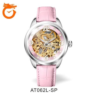 China Luxury Custom 316L Stainless Steel Rose Water Resistant Self Wind Leather Automatic Mechanical Women Watch Women Watch for sale