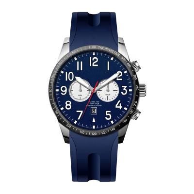 China Luxury New Design Chronograph Sports Watch Silicone Band Blue Waterproof Watch Brands Luxury Wristwatches For Men for sale