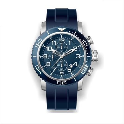 China Chronograph Sport Style Silicone Strap Easy Clean Blue Steel Watches Brands Mens Wrist Watches Custom Luxury for sale