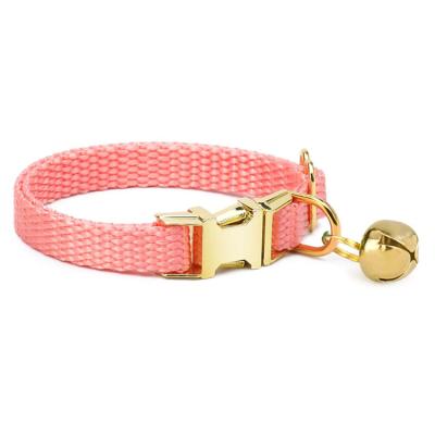 China Wholesale DETACHED Classic Solid Color Dog Collar Nylon Strap Adjustable Golden Pet Collar for sale