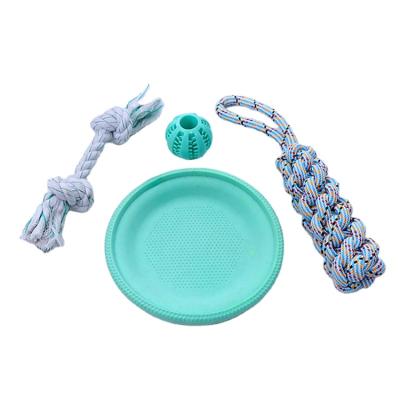 China Viable Factory Wholesale Interactive Cotton Pet Bite Dog Chew Toy Durable Rubber Set for sale