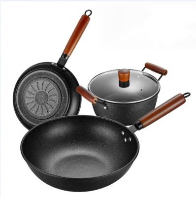 China Minimalist Logo China Supplier Nonstick Cookingware Custom Engraved Kitchen Cooking Pot Cookware Set for sale