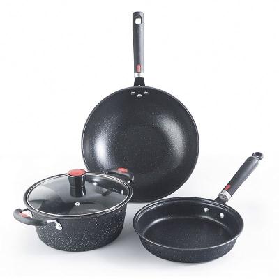 China Hot Selling Minimalist 24/30cm Granite Aluminum Alloy Cast Non Stick Cast Iron Frying Pan Induction Cooker Nonstick Cookware Sets for sale