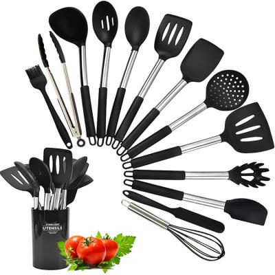 China Viable Factory Direct Silicone Pan Utensils Cooking Nonstick 14 Sets Stainless Steel Silicone Cooking Utensils Set for sale