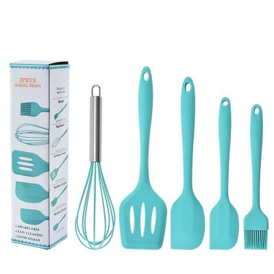 China Sustainable Silicone Kitchen Utensil Set Kitchenware 5PCS Utensils Set Spatulas Sweep Easy Clean Kitchen Accessories Cooking Tools for sale