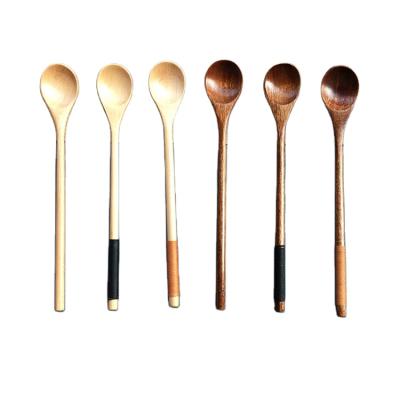 China OEM Logo Custom High Quality Reusable Wooden Tea Spoon Soup Tea Spoon Long Handle Wholesale Minimalist Wooden Spoon for sale