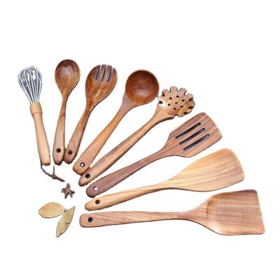 China Sustainable Kitchen Tools 9pcs/set Handmade Safe Natural And Healthy Kitchenware Sets Wooden Cookware for sale