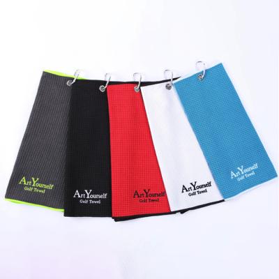 China Big New Sale Digital Printed Golf Towel Hot QUICK DRY Custom Microfiber Waffle Golf Toallas Logo Towel for sale