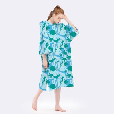 China OEM/ODM Beach Hooded Robe Hypoallergenic Adults Surfing Surf Poncho Adult Hooded Towel For Beach Change for sale