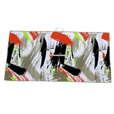 China Big New Digital Printed Golf Waffle Microfiber Sublimation Towel Sport Golf Towel QUICK DRY Hot Custom Logo Golf Towel for sale