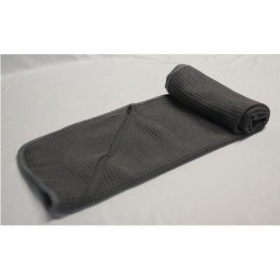 China Compressed Zipper Plain Color Durable Waffle Gym Towel Customized Size Black Gym Towel With Brand Logo for sale