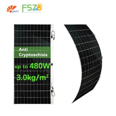 China New 460W 470W 480W Flexible Photovoltaic BIPV Panels Lightweight And High Efficiency Flexible Solar Module 182mmx182mm for sale