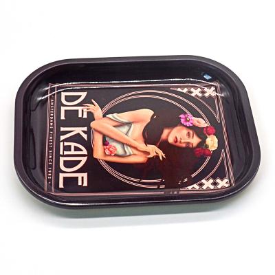 China Eco - Friendly Accessories Tray Rolling Backwoods Custom Matte Black Metal Smoking Trays for sale