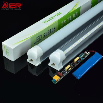 China Warehouse Emergency T8 Integrated PC 18w Aluminum Rechargeable Led Light Tube With Internal Battery Holder for sale