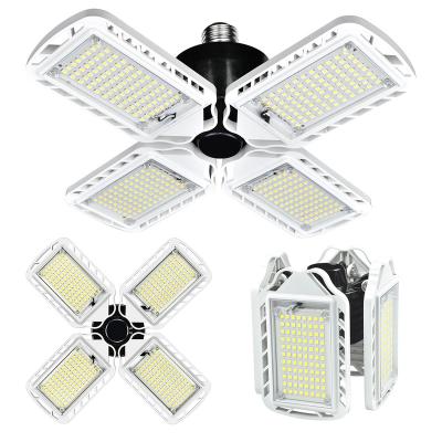 China Super Bright Manufacturer New Upgrade Super Bright Four Leaf Garage Light E27 Deformable E27 60W 6000LM 6500K Led Bulb for sale