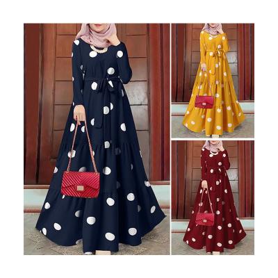 China Anti-pilling New Design Model Casual Wear Islamic Clothing Polka Dot Abaya in dubai Ladies Party Women Long Dresses Muslim for sale