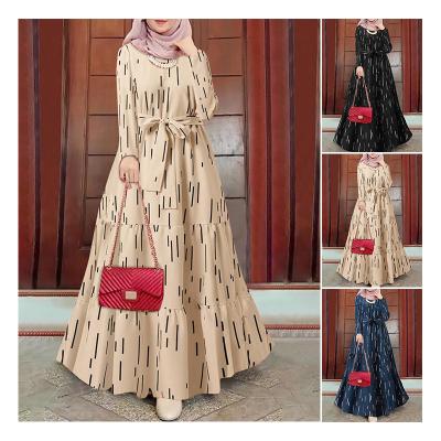 China Anti-pilling En Gros Embellished Linen Solid Color Islamic Clothing Dubai Abaya Women Muslim Dresses for sale