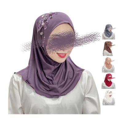 China Simple solid color Muslim Wedding Dress Women With Chiffon Cotton Bonnet Pleated  Scarf Undercap Hijab for sale