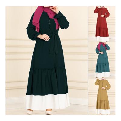 China Anti-pilling Hot sale middle eastern arab dubai women dress colored black ear edge waist strap pullover abaya muslim dresses for sale