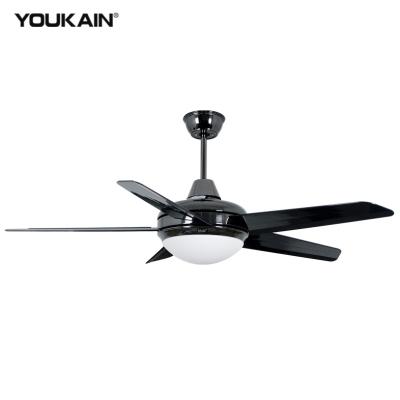 중국 Hotel AC LED Lamp Fan 5 Blades 220v Home Black Indoor Design 52 Inch LED Ceiling Fan 판매용