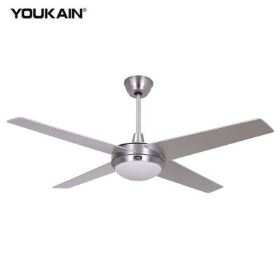 중국 Silver Innovative Modern Simple Single Lamp Ceiling Fan Prices 52 Inch Plywood Blades Ceiling Fan Light Fixtures 판매용