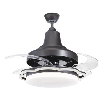 China Blade Retractable Ceiling Fan With 36 Inch Remote Hidden Ceiling Fan Fancy Blades Light Transparent Ceiling Fan Light With Light Led Lamp à venda