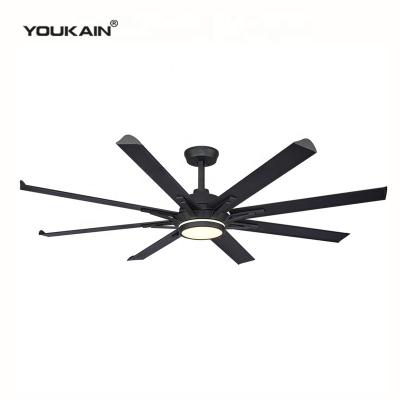 中国 Large 108 Inch Large DC 8 Blades Modern Aluminum Energy Saving Reversible Industrial Ceiling Fan Large With LED Light 販売のため