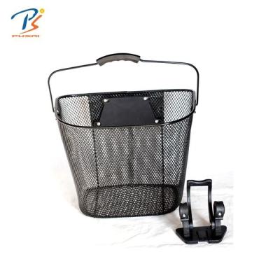 China Quick Release Plastic Steel Detachable Bicycle Basket Bicycle Quick Release Mesh Front Rack Front Basket for sale