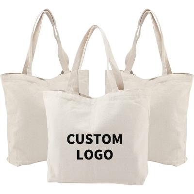 China Factory Supply Shopping Tote Bag Women Folding Logo 12oz Custom Cotton Canvas Bag Beach Bags With Handle for sale