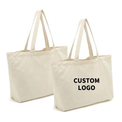 China Folding Tote Bag Eco Friendly With Logo Printed Sturdy Handle Reusable Canvas Wholesale Custom Cotton Shopping Bag for sale