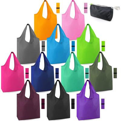 China Shopping Tote Bag Large Reusable Foldable Heavy Duty Expandable Grocery Storage Bags Polyester Folding Nylon Bag for sale