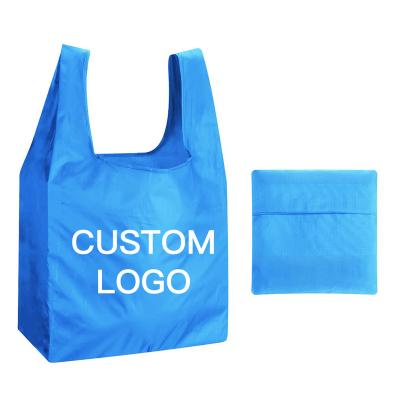 China Wholesale Polyester Portable Bag Large Capacity Folding Supermarket Shopping Bag Folding Waterproof Grocery Tote Bag for sale