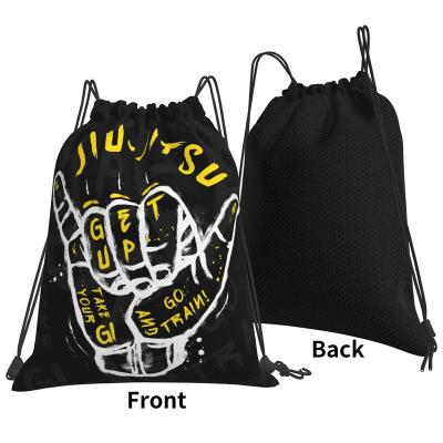 China Designer Drawstring Bag Fitness Polyester Bag Large Capacity Waterproof Portable Black Drawstring Backpacks For Gym for sale