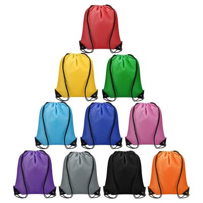 China Waterproof Wholesale Sports Drawstring Backpack Portable Foldable Polyester Bags Waterproof Nylon Drawstring Bags Custom Logo for sale