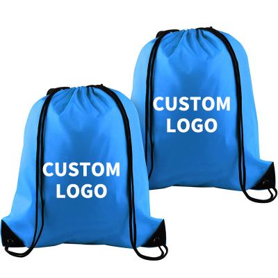 China Best Selling Waterproof Sports Fitness Drawstring Bags 210D Polyester Nylon Waterproof Drawstring Backpack With You Own Logo for sale