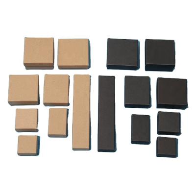 China Recyclable Cardboard Jewelry Set Box For Ring Necklace Rectangle Black Kraft Cotton Filled Cardboard Paper 7x9x3cm for sale