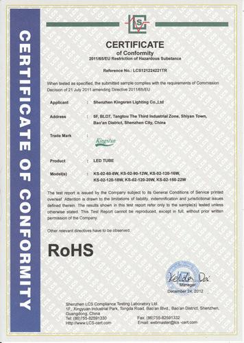 RoHS - Shenzhen Corelux Lighting Co,.ltd.